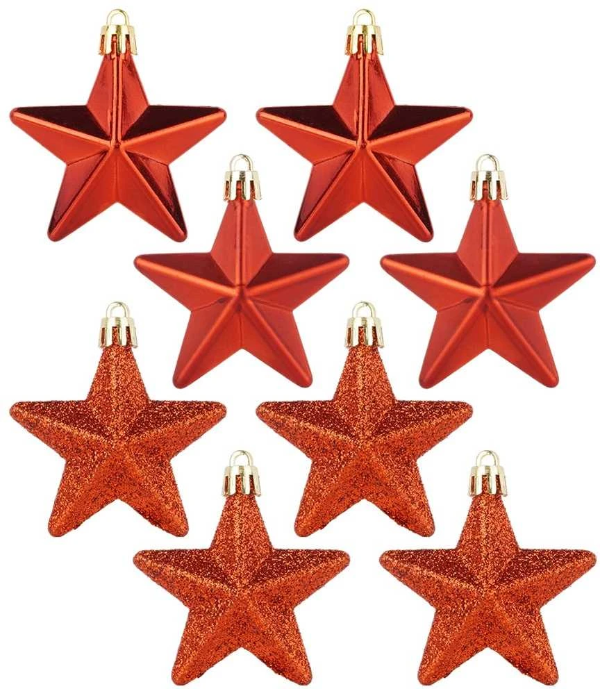 Party Deco Nesulaužomi Kalėdų žaislai Žvaigždės 6,5 cm 8 vnt