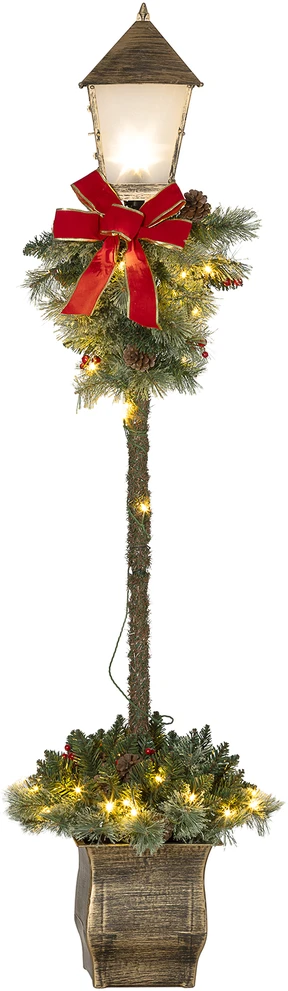 Kalėdinis žibintas su LED lemputėmis ir metaliniu stiebu, žalias, Ø 35 × 150 cm