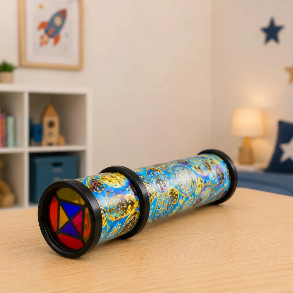 Lean Toys Kaleidoskopas su besikeičiančiais raštais, mėlynas, 21 × 5,5 cm