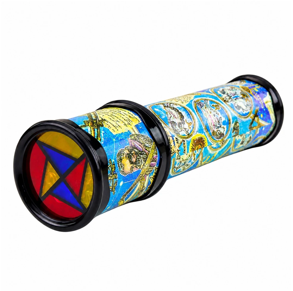 Lean Toys Kaleidoskopas su besikeičiančiais raštais, mėlynas, 21 × 5,5 cm
