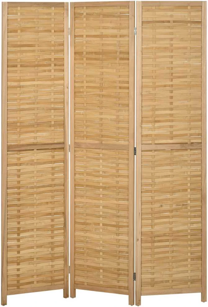 HOMCOM kambario pertvara, 3 dalių, sulankstoma bambukinė širma, 120x170 cm, gyvenamajam kambariui ar miegamajam, natūrali