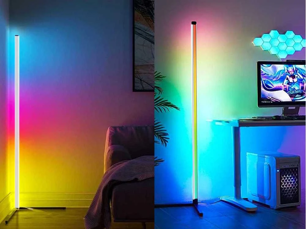 Pakabinamas šviestuvas Kampinė LED grindų lempa RGB su programėle 150 cm