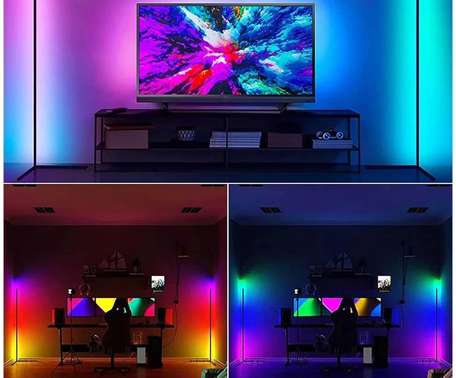 Pakabinamas šviestuvas Kampinė LED grindų lempa RGB su programėle 150 cm
