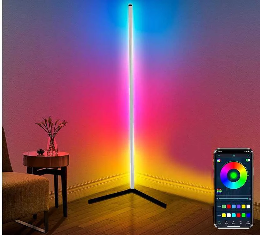 Pakabinamas šviestuvas Kampinė LED grindų lempa RGB su programėle 150 cm