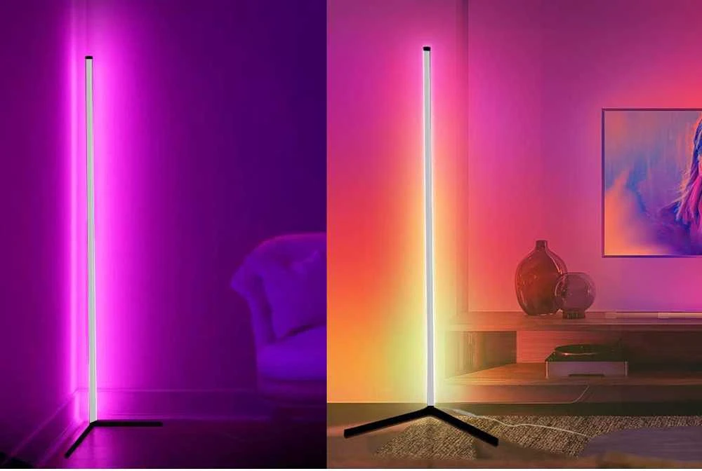 Pakabinamas šviestuvas Kampinė LED grindų lempa RGB su programėle 150 cm