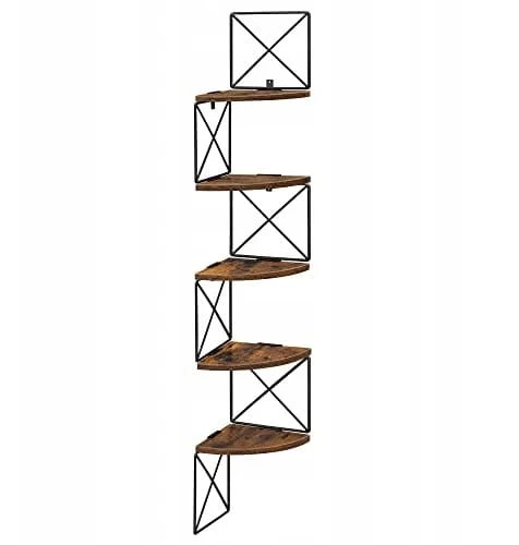Leobert Kampinė lentyna su 5 lentynomis, ruda ir juoda, 20 × 20 × 127,5 cm