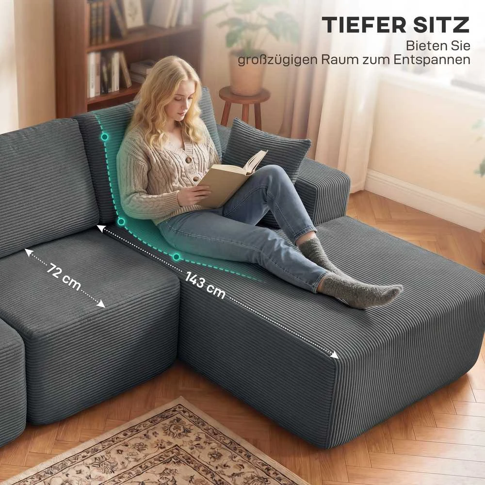 Kampinė modulinė sofa 267 × 168 cm