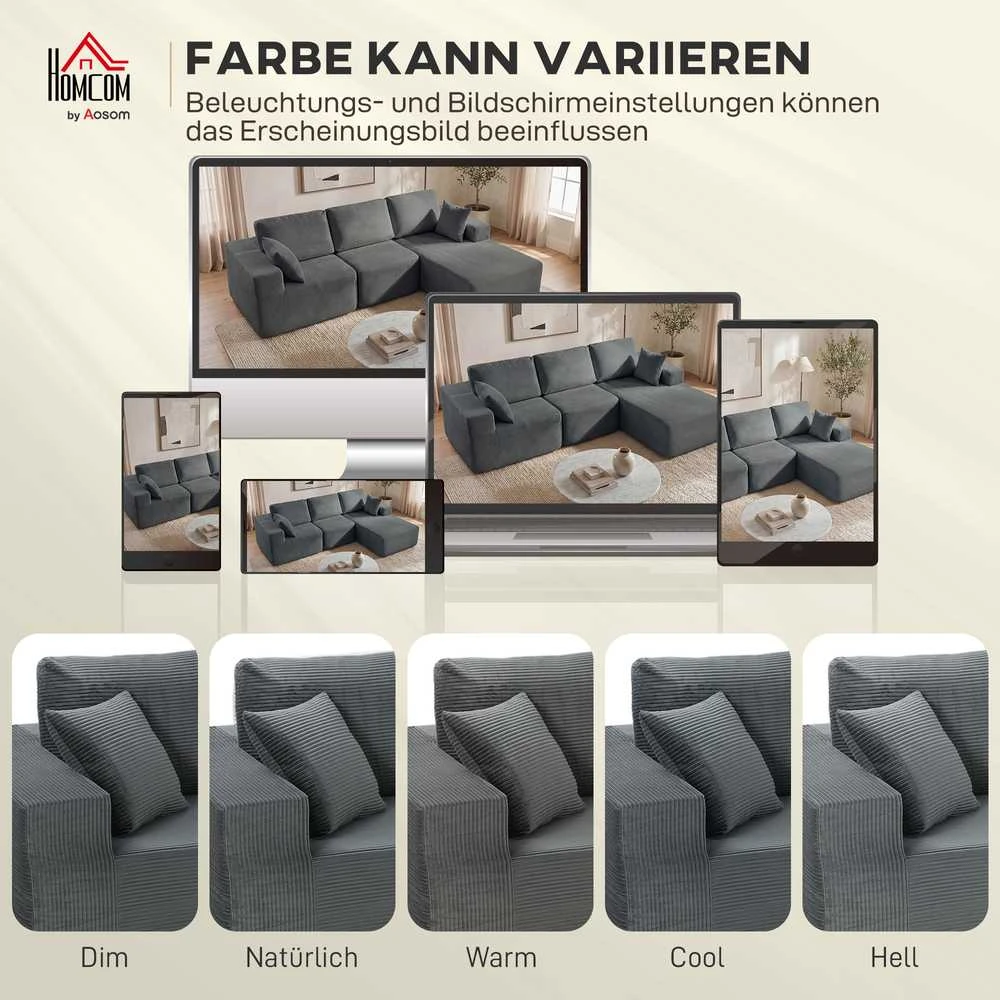 Kampinė modulinė sofa 267 × 168 cm