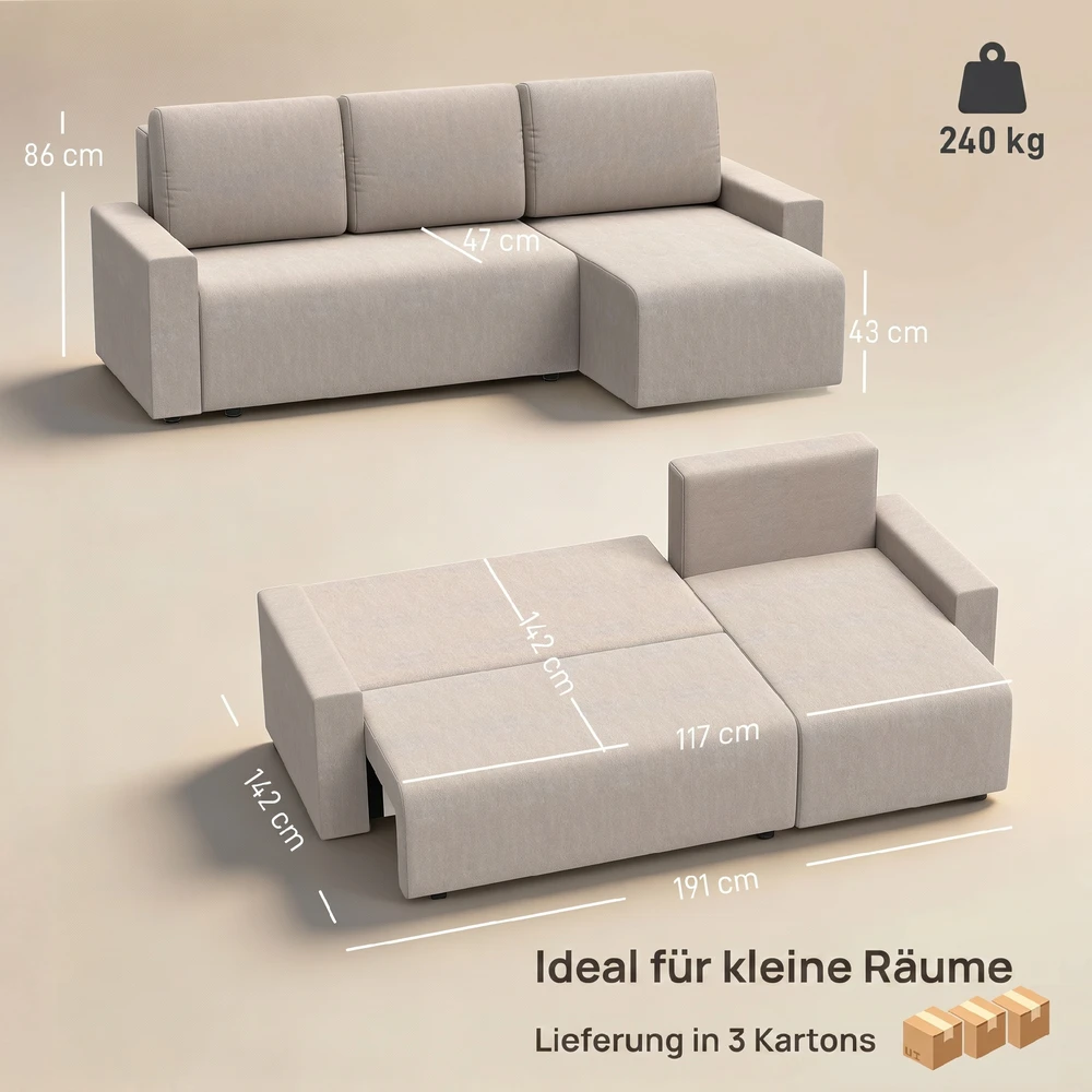 Kampinė sofa 226 x 125 x 86 cm