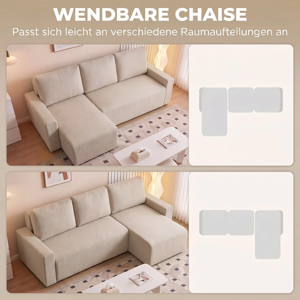 Kampinė sofa 226 x 125 x 86 cm