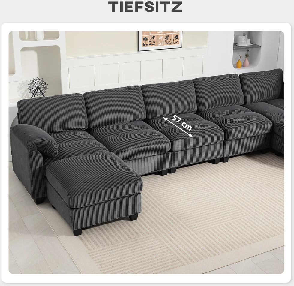 Kampinė sofa 292x224x85 cm