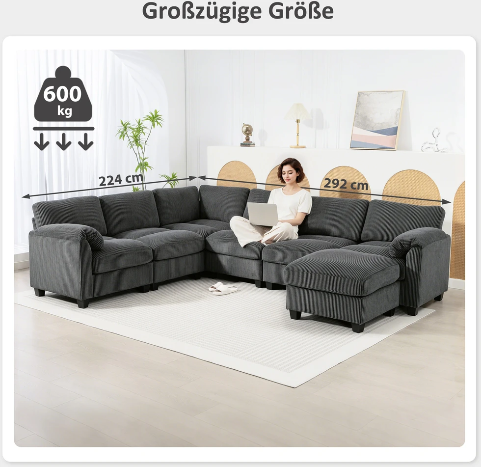 Kampinė sofa 292x224x85 cm