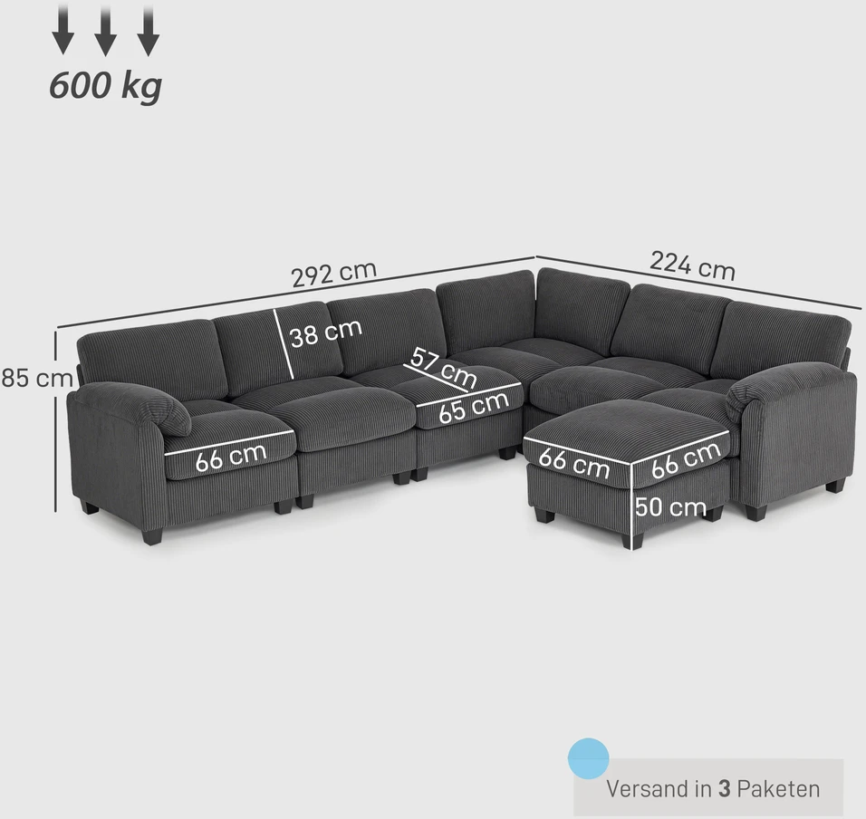 Kampinė sofa 292x224x85 cm
