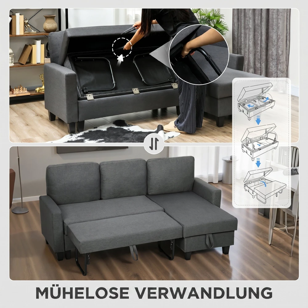 Kampinė sofa-lova 197 x 129 x 85 cm