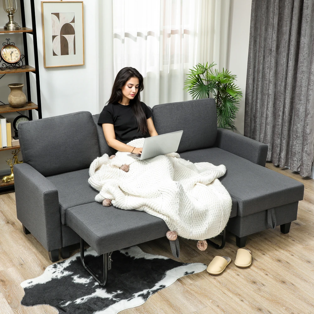 Kampinė sofa-lova 197 x 129 x 85 cm