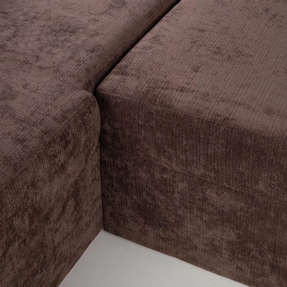 Home4You Kampinė sofa-lova su daiktadėže, ruda, 217 x 92/160 x 88 cm
