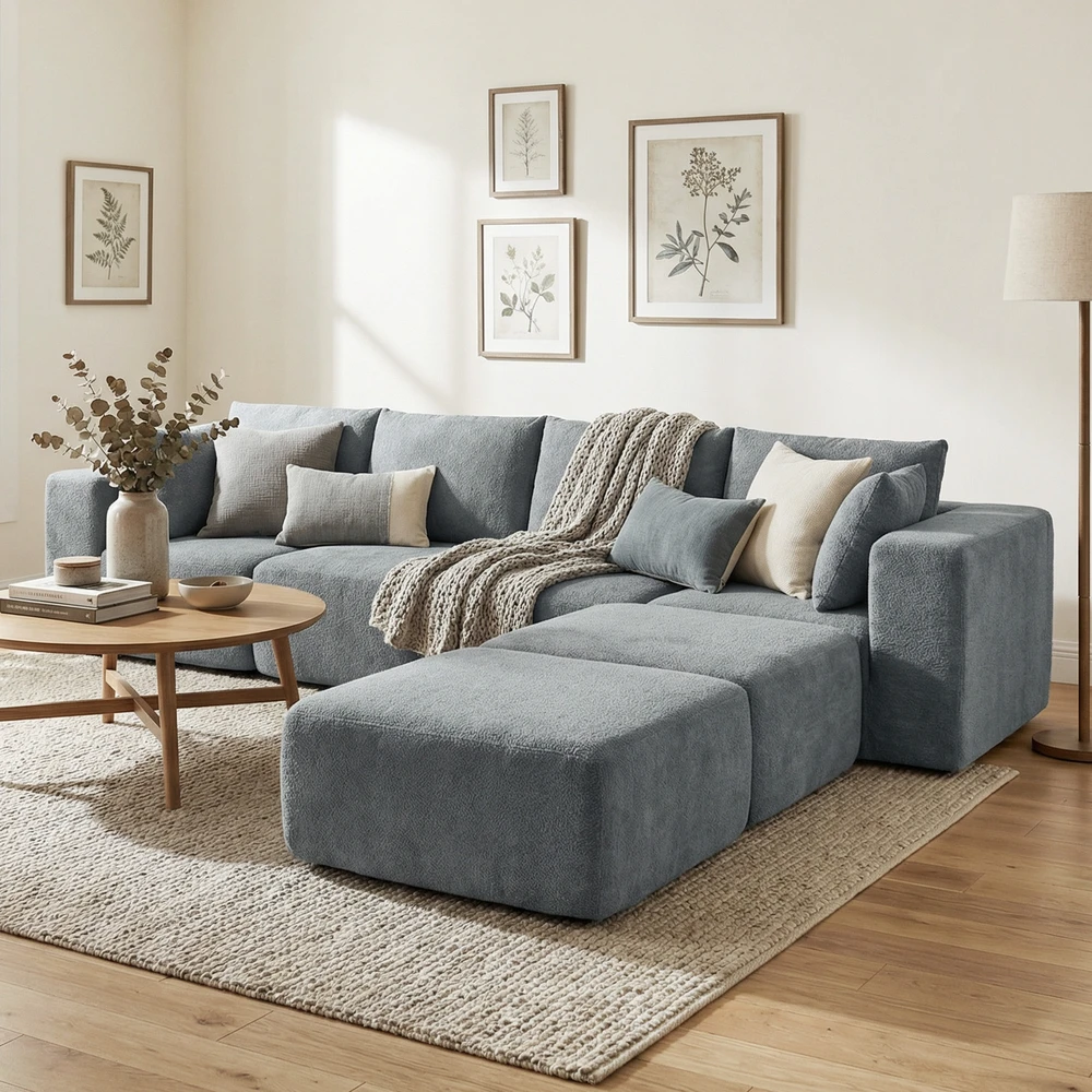 Kampinė sofa tamsiai pilka