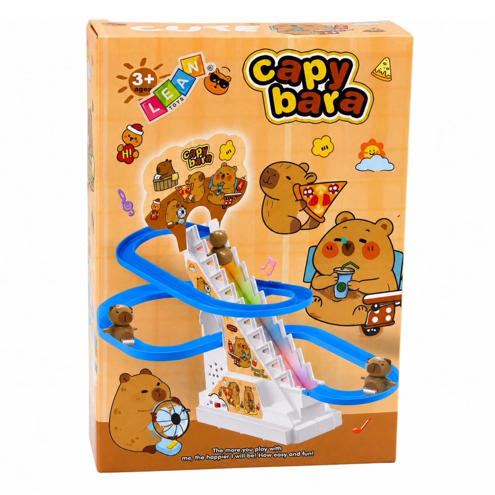 Lean Toys Kapibarų traselė su judančiais laiptais, 3 figūrėlės