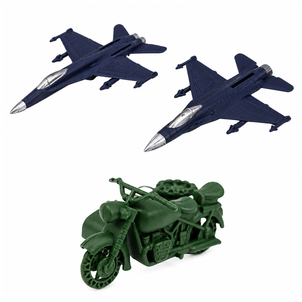 Lean Toys Kareivėlių figūrėlių rinkinys su bokštu ir lėktuvais, 72 vnt.