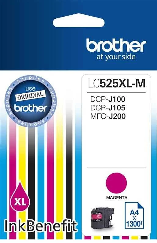 Brother LC-525XLM kasetė rašaliniams spausdintuvams, tinka DCP-J100/J105, MFC-J200, Magenta 1300 psl