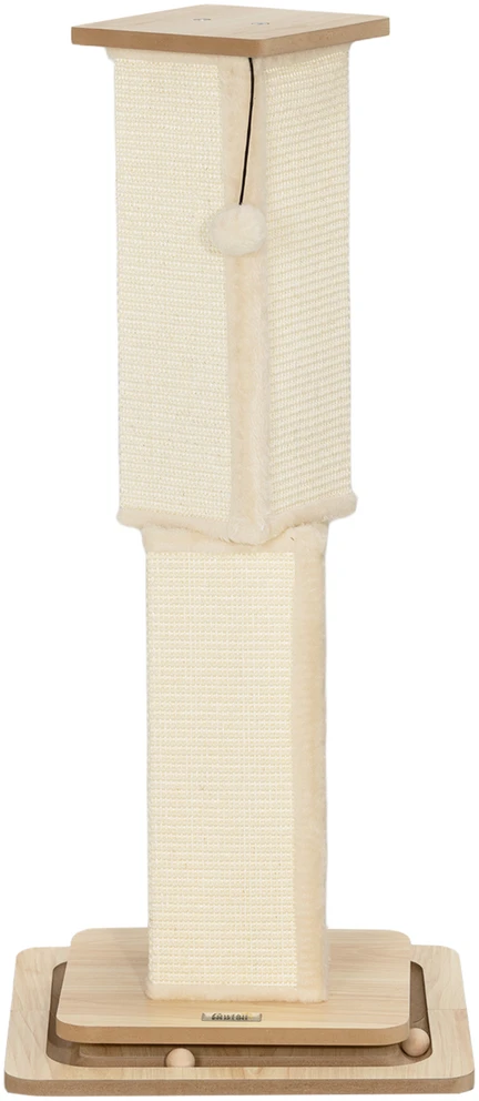 PawHut 3-in-1 draskyklė, 87 cm draskyklės kolona, sizalio kačių draskyklė su žaisliniu kamuoliuku, kačių draskyklė, kačių baldai, patalpoms, ąžuolo spalvos