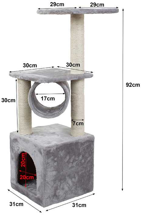 Cat scratching post medžio house tower bed 92cm