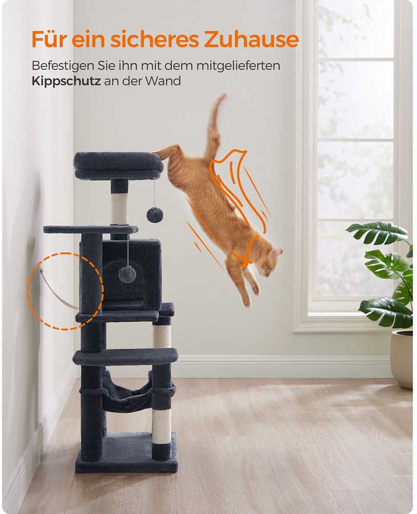Songmics Feandrea Draskyklė 112 cm su platformomis ir hamaku dūmų pilka