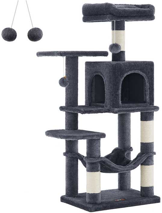 Songmics Feandrea Draskyklė 112 cm su platformomis ir hamaku dūmų pilka