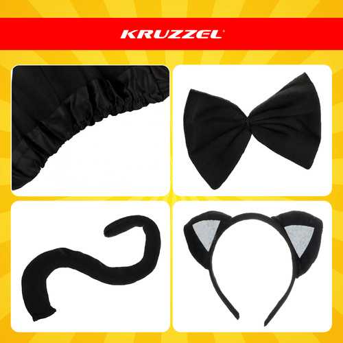 Kitten Costume - Juodas 4-Piece Kruzzel 26518