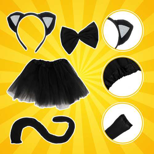 Kitten Costume - Juodas 4-Piece Kruzzel 26518