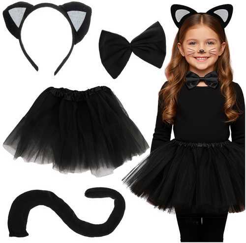 Kitten Costume - Juodas 4-Piece Kruzzel 26518