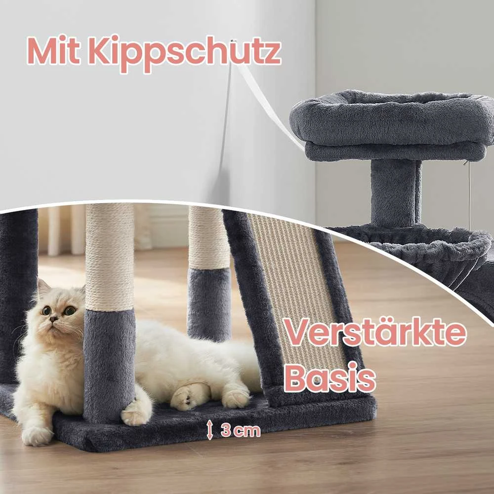 Songmics Kačių draskyklė 96 cm, su urvu ir gultu
