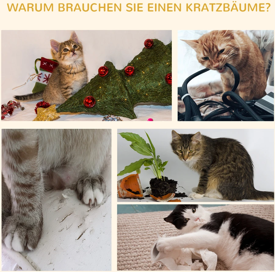 PawHut kačių draskyklė 240-260 cm, iki lubų, didelė draskyklė, laipynė katėms, draskyklė didelėms katėms su sizalio virve, tamsiai pilka