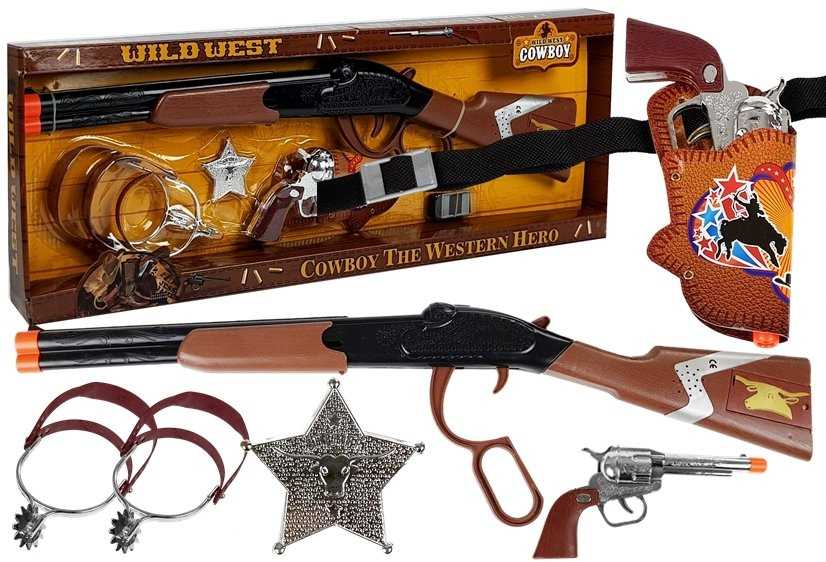 Lean Toys Kaubojiškas žaidimų rinkinys su svirtiniu šautuvu ir koltu
