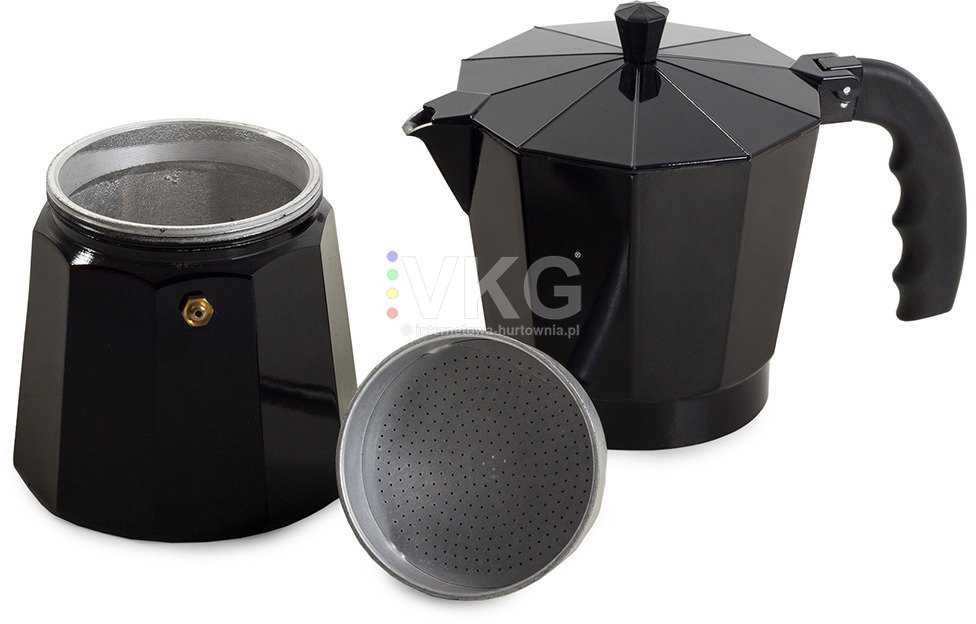 Verk Kavinukas Moka 600 ml, 12 puodelių, juodas blizgus