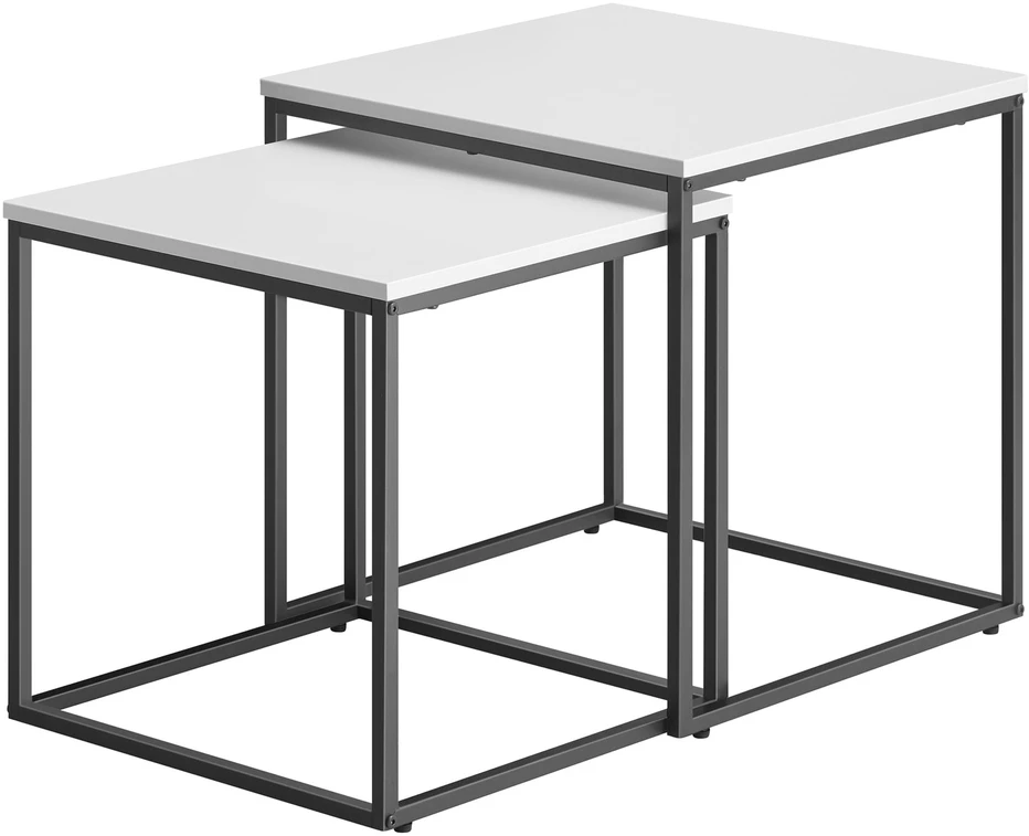 Leobert Kavos staliukai, 2 vnt., balti, 50 x 50 x 50,5 cm ir 45 x 45 x 45,5 cm