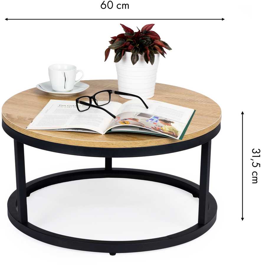 Modernhome Kavos staliukas Modern Home, 60 cm, juodas/rudas