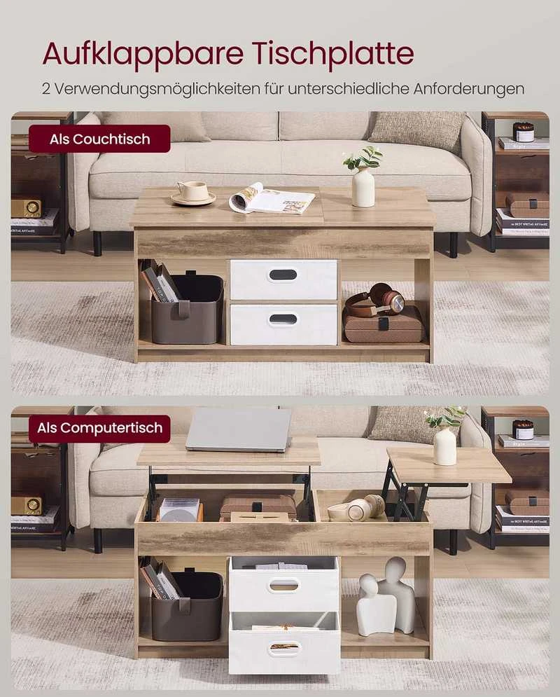 Songmics Kavos staliukas ruda–balta