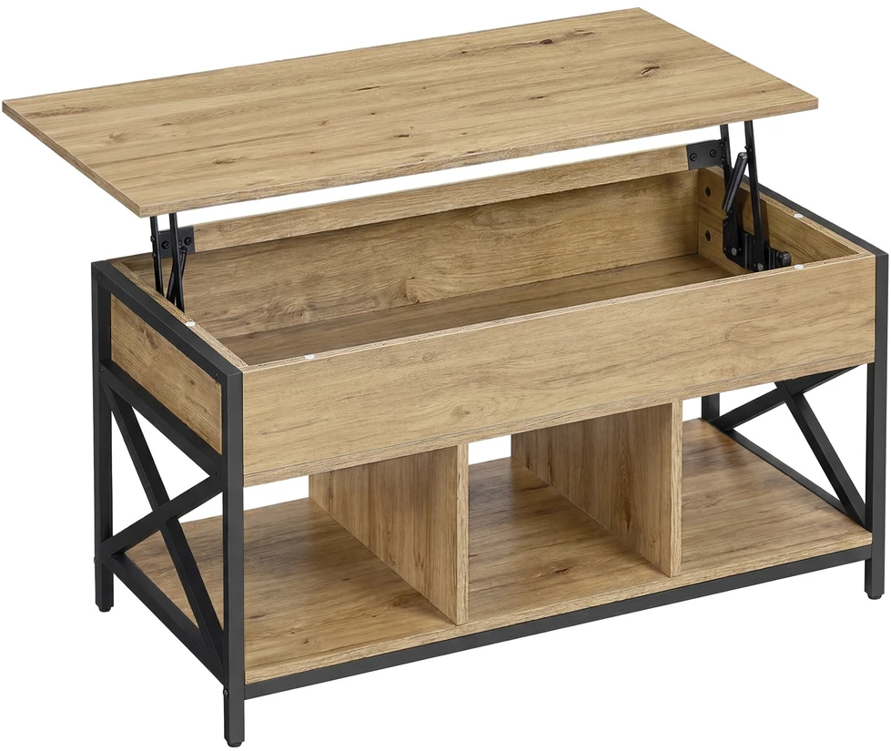 Valora Kavos staliukas su reguliuojamo aukščio stalviršiu, artisano ąžuolo ir juodos spalvos, 100 × 50 × 49–62 cm