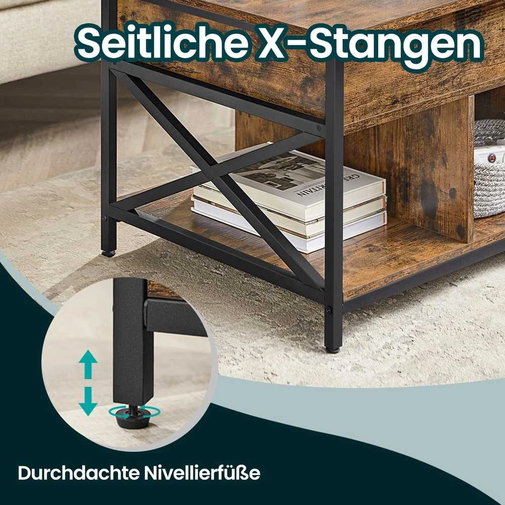 Songmics Vasagle Reguliuojamo aukščio žurnalinis staliukas 60 x 100 x (48-62) cm
