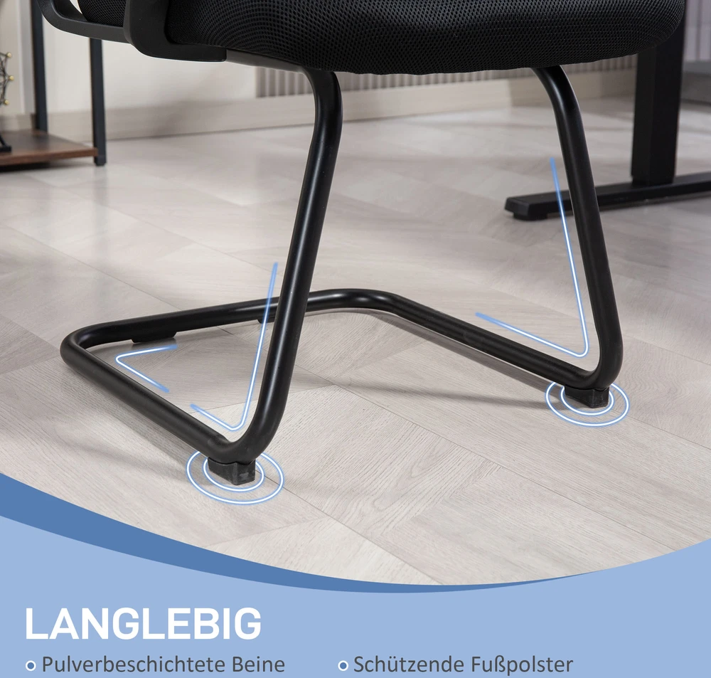 HOMCOM ergonominė kėdė, tinklelis, porolonas, metalinės kojelės, rėmo pagrindas, juoda