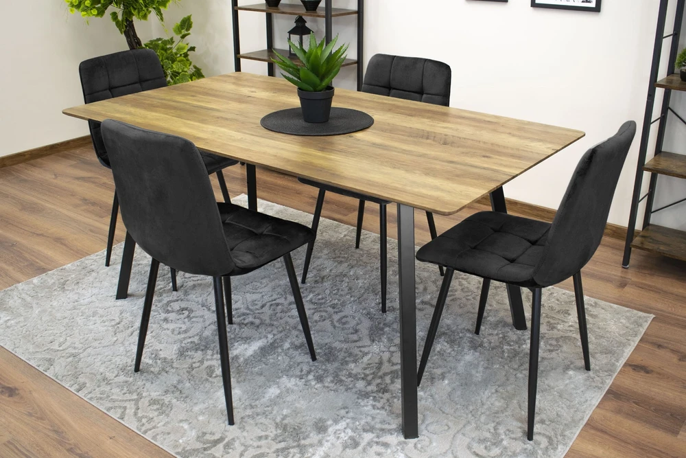Leobert Kėdė KARA su veliūrine sėdyne ir metalinėmis kojomis, juoda, 4 vnt.