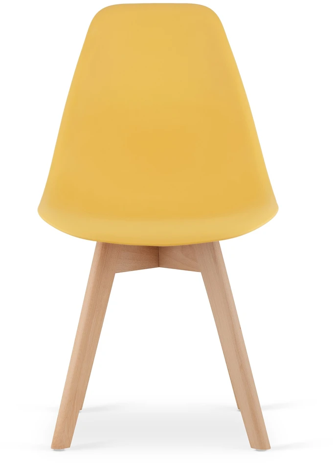 Valora Kėdė KITO su polipropileno sėdyne ir buko medienos kojomis, garstyčių geltona, 46 × 54,5 × 80 cm