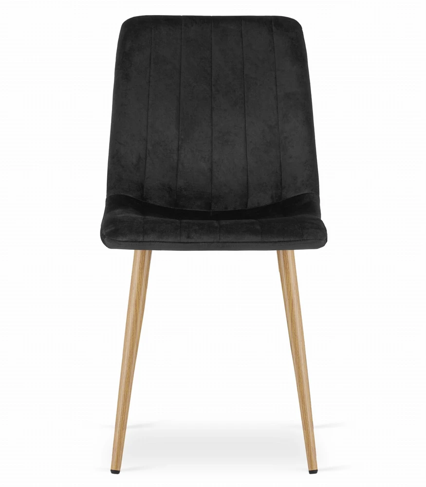 Leobert Kėdė LAVA su veliūrine sėdyne ir metalinėmis kojomis, juoda su medžio spalvos kojomis, 86 × 45 × 55 cm
