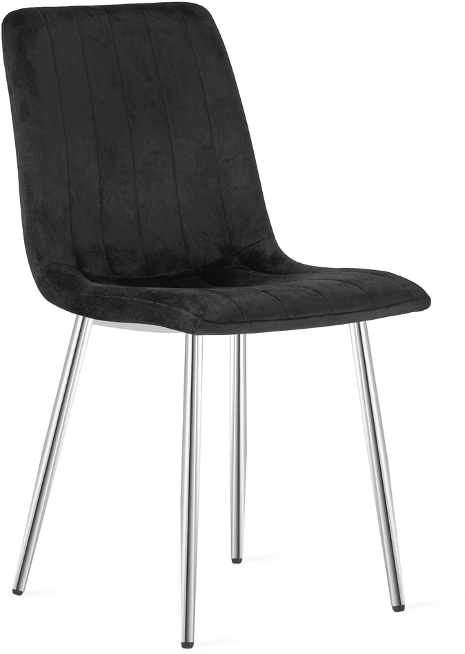 Kėdė LAVA, veliūrinė, su chromuotomis kojomis, juoda, 86 cm, 3 vnt.