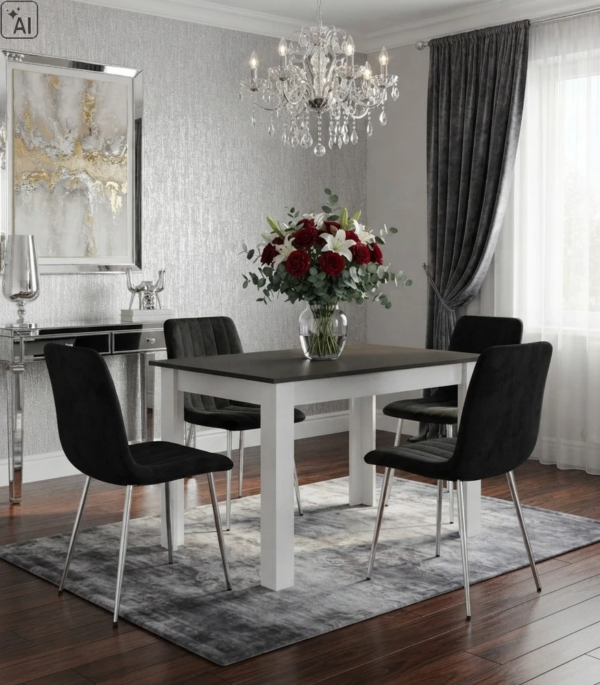 Kėdė LAVA, veliūrinis apmušalas, chromuotos metalinės kojos, juoda, 86 cm, 2 vnt.