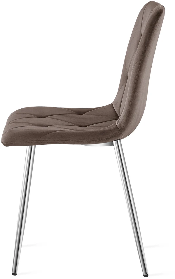 Kėdė LIBRA su veliūriniu apmušalu ir chromuotomis metalinėmis kojomis, tamsiai ruda, 87 cm, 3 vnt.