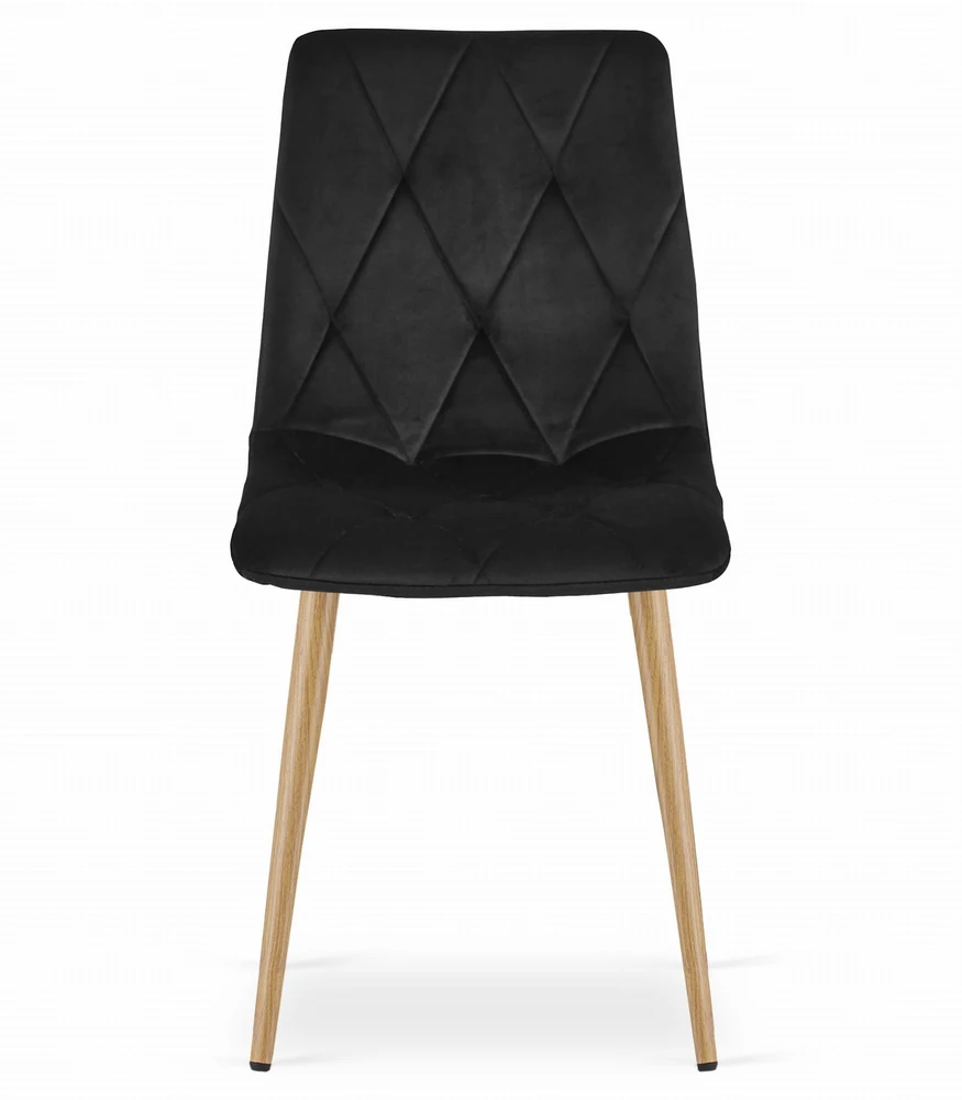Leobert Kėdė LIBRA su veliūriniu apmušalu ir metalinėmis medžio imitacijos kojomis, juoda, 45 × 54 × 86,5 cm