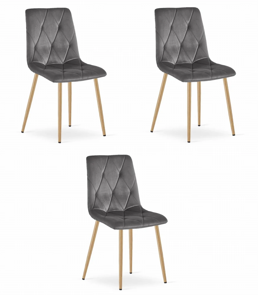 Leobert Kėdė LIBRA, veliūrinė, metalinės medienos imitacijos kojos, 3 vnt.