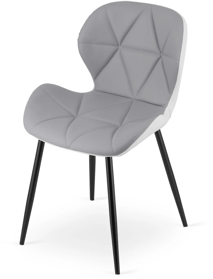 Kėdė Mango su dirbtinės odos sėdyne ir metalinėmis kojomis, pilkai balta, 76,5 × 46 × 53 cm